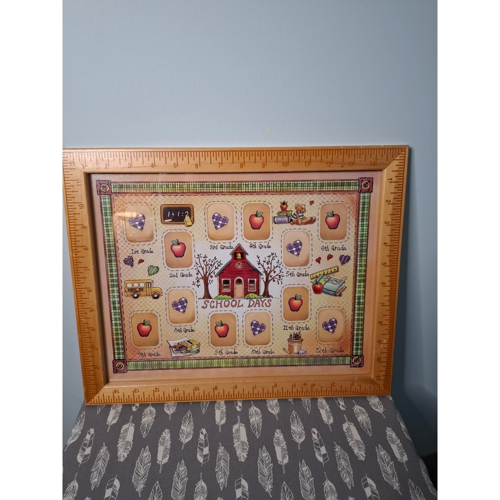 School Days 1st-12th Grade Multi Photo Picture Frame Wooden Ruler Border 12x15